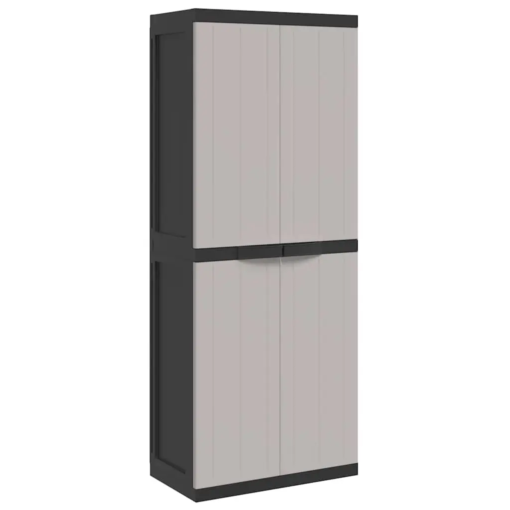 Outdoor Storage Cabinet Adjustable Shelves Lockable Grey Black 65x37x165cm Garden Cupboard