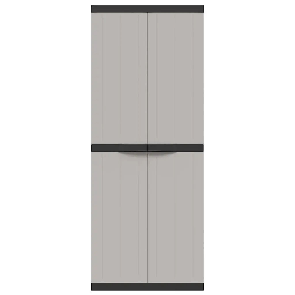 Outdoor Storage Cabinet Adjustable Shelves Lockable Grey Black 65x37x165cm Garden Cupboard
