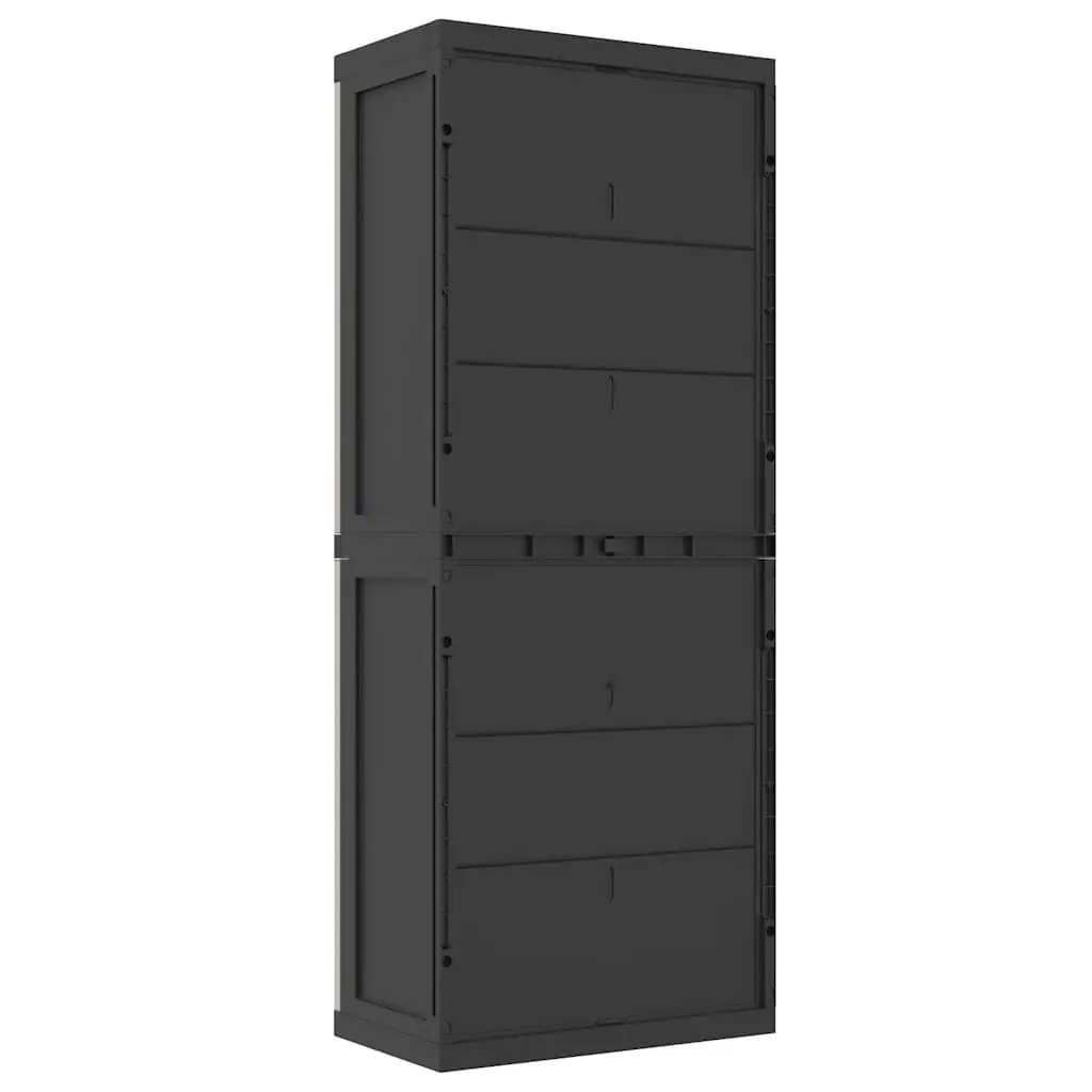 Outdoor Storage Cabinet Adjustable Shelves Lockable Grey Black 65x37x165cm Garden Cupboard