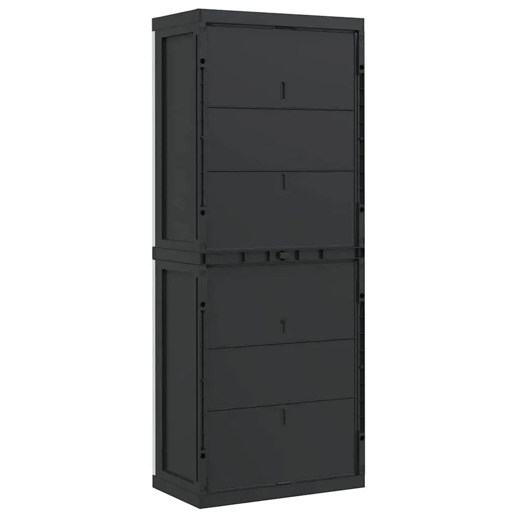 Outdoor Storage Cabinet Grey Black 65x37x165cm Lockable Weather Resistant Adjustable Shelving