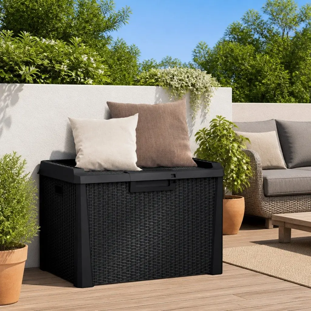 125L Garden Storage Box with Rattan Look