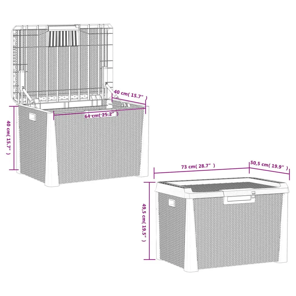 125L Garden Storage Box with Rattan Look