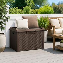 125L Brown Outdoor Storage Box with Gas-Lift Feature