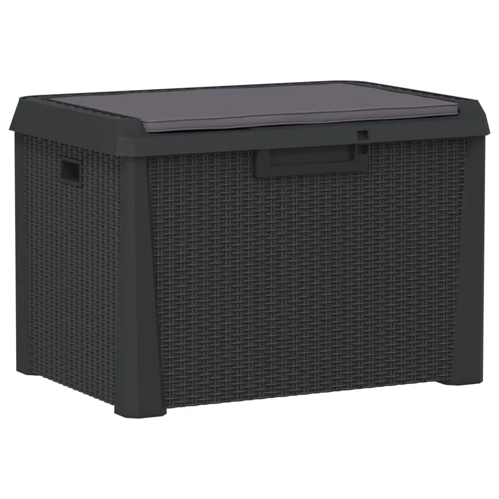 Garden Storage Box with Seat Cushion Anthracite 125L Outdoor Patio Deck Bench