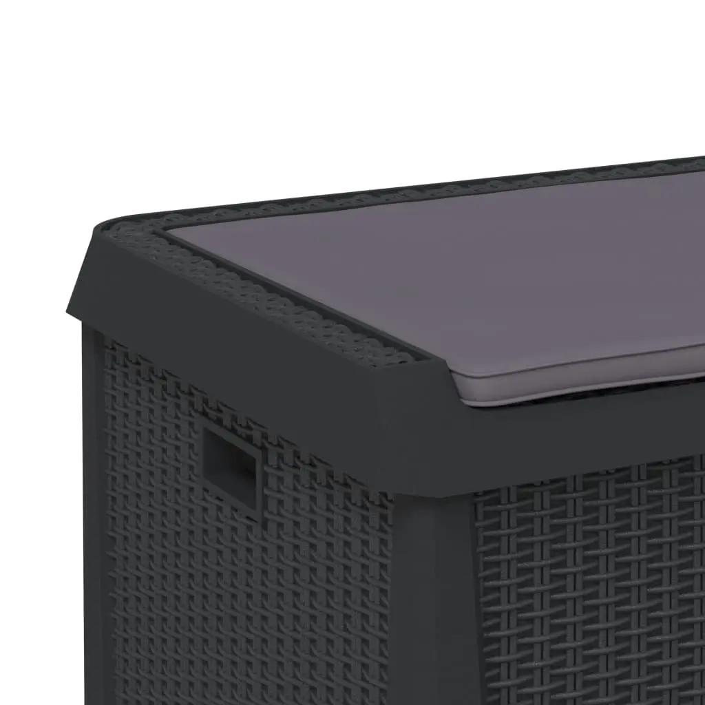 Garden Storage Box with Seat Cushion Anthracite 125L Outdoor Patio Deck Bench