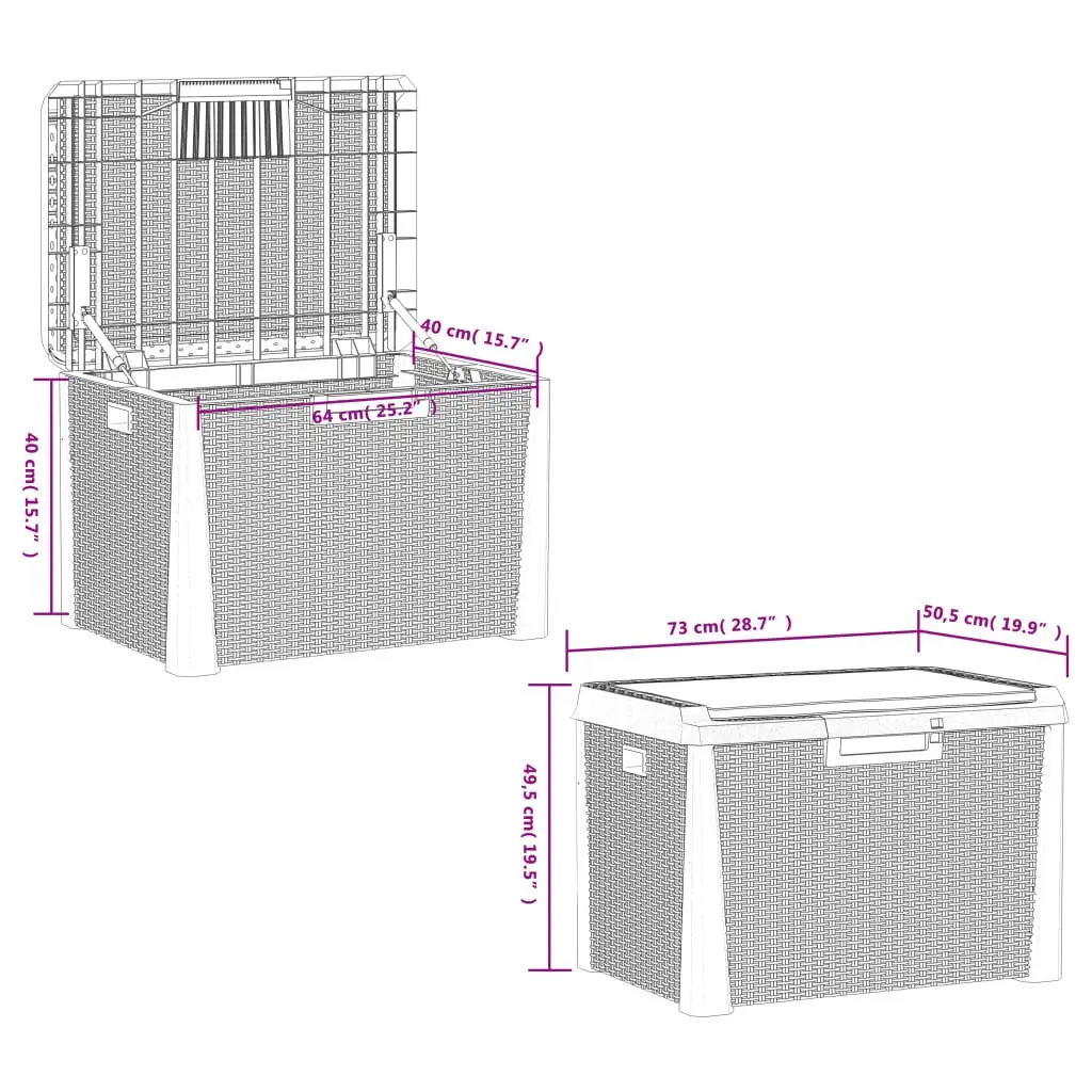 Garden Storage Box with Seat Cushion Anthracite 125L Outdoor Patio Deck Bench