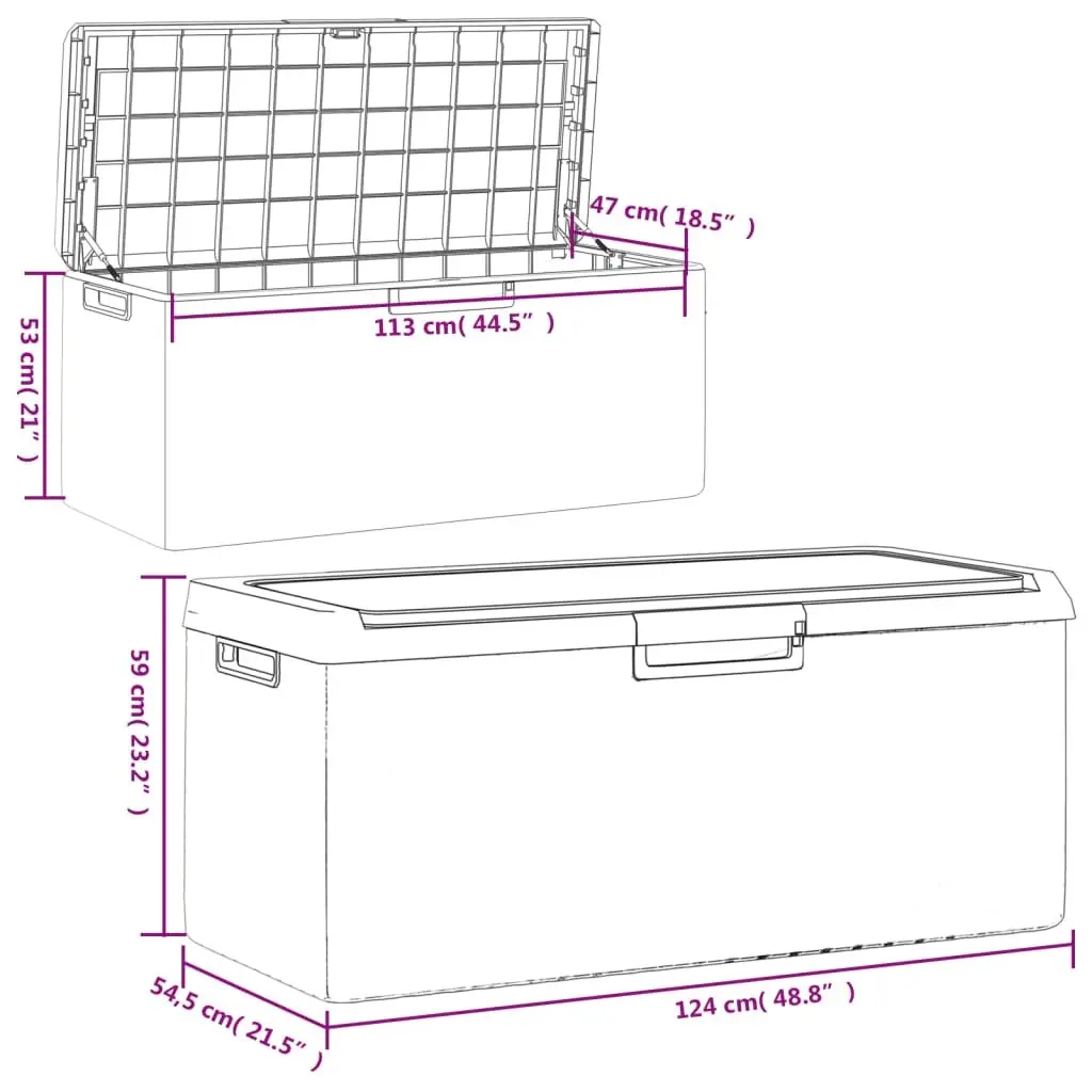Garden Storage Box Anthracite 350L Weather Resistant with Seat Cushion