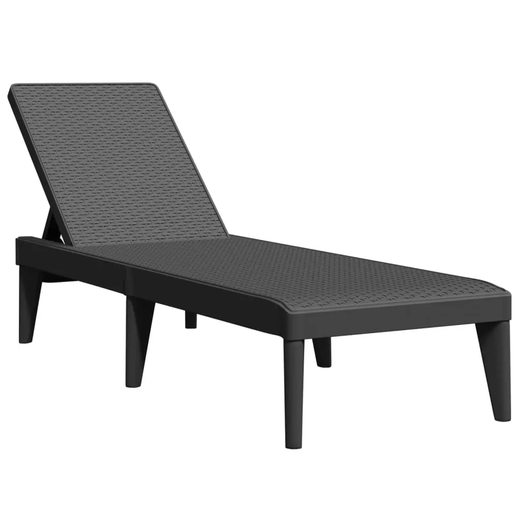 Sun Lounger Anthracite Adjustable Reclining Chair Lightweight Rattan Aesthetic