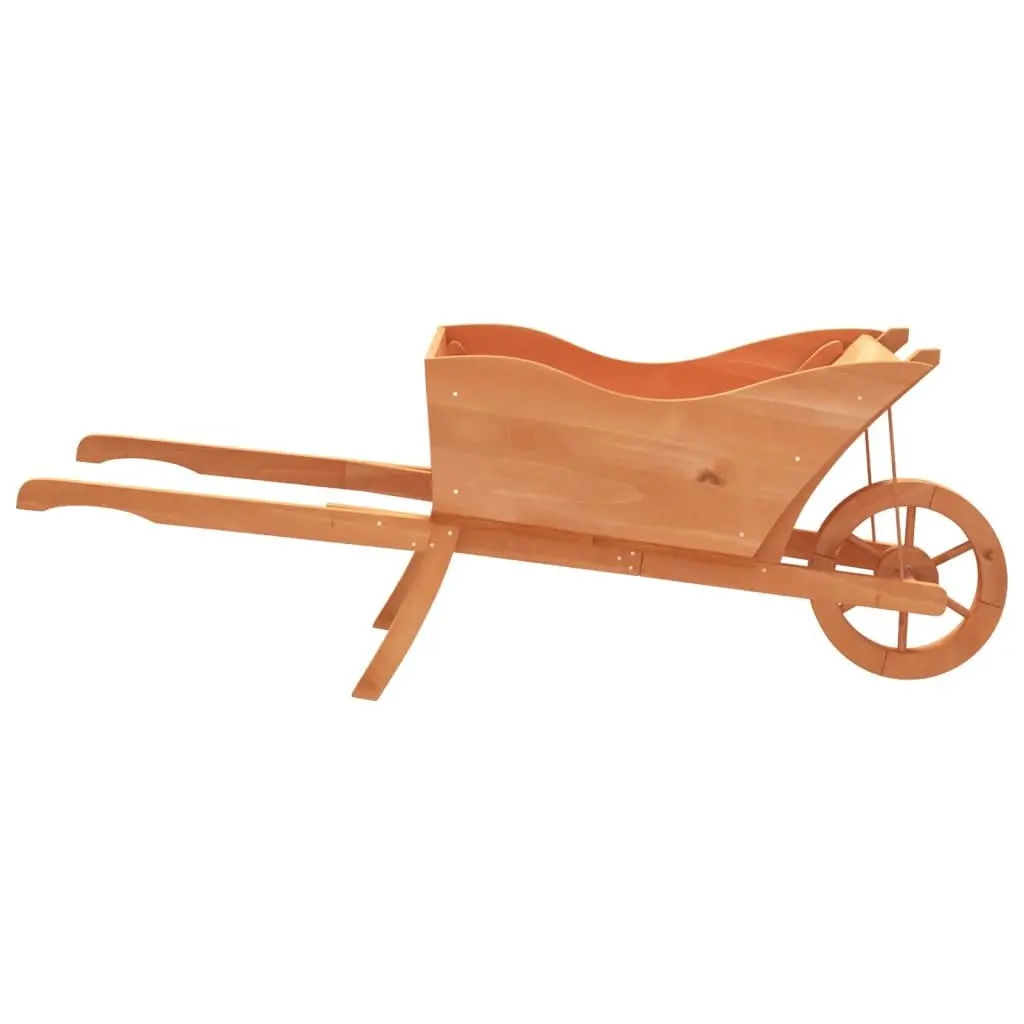 Wooden Wheelbarrow Planter Brown 128 x 45.5 x 43 cm Solid Fir Wood with Wheel Handles and Drainage Holes