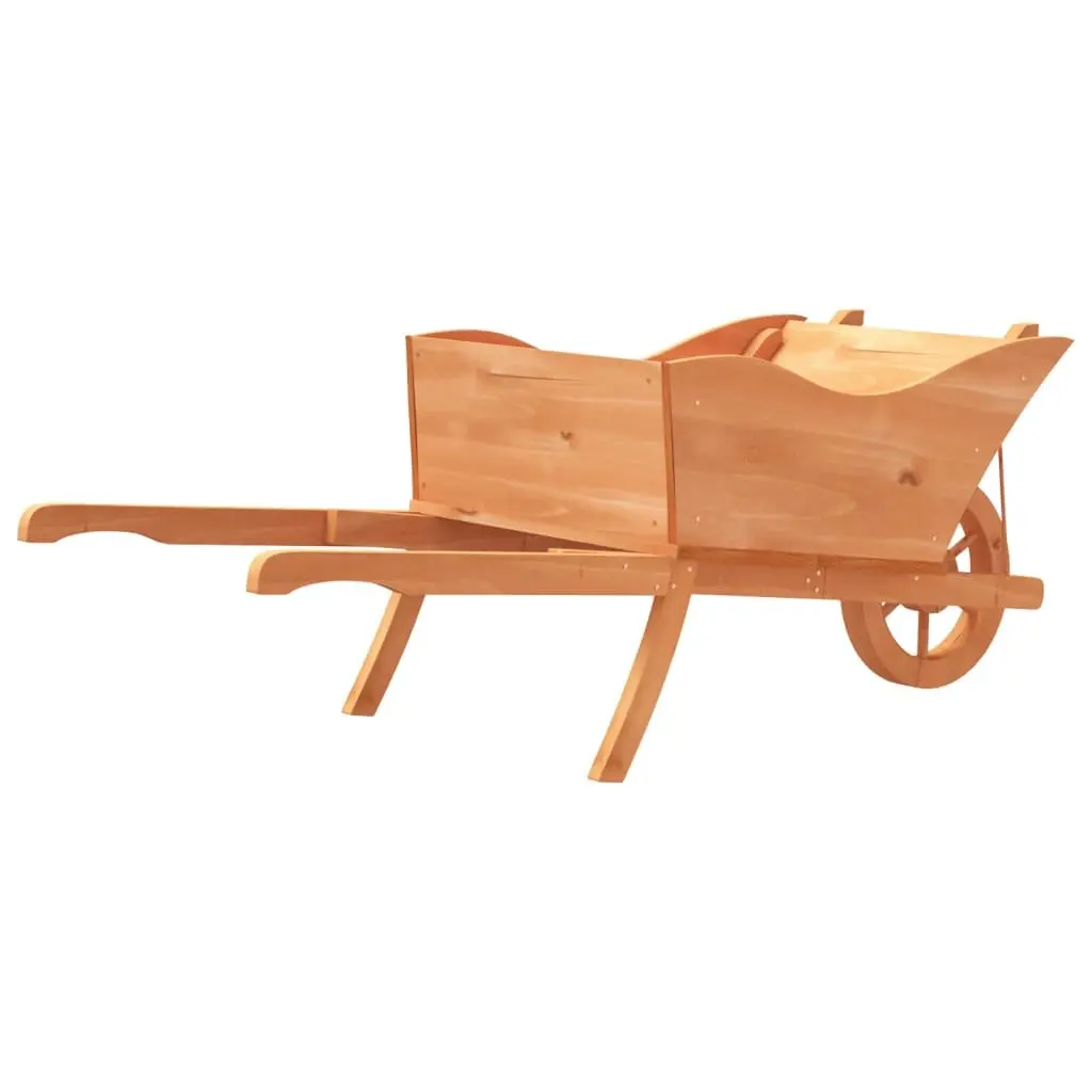 Wooden Wheelbarrow Planter Brown 128 x 45.5 x 43 cm Solid Fir Wood with Wheel Handles and Drainage Holes