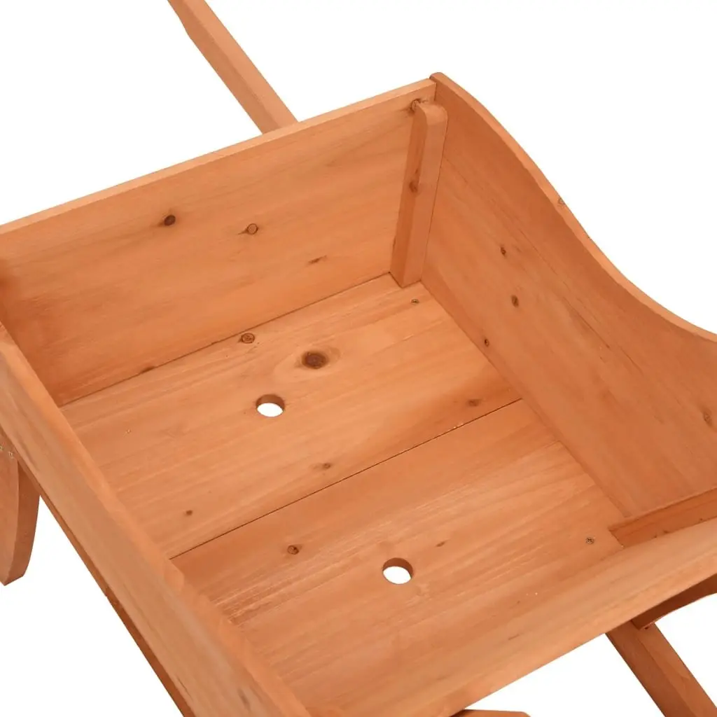 Wooden Wheelbarrow Planter Brown 128 x 45.5 x 43 cm Solid Fir Wood with Wheel Handles and Drainage Holes