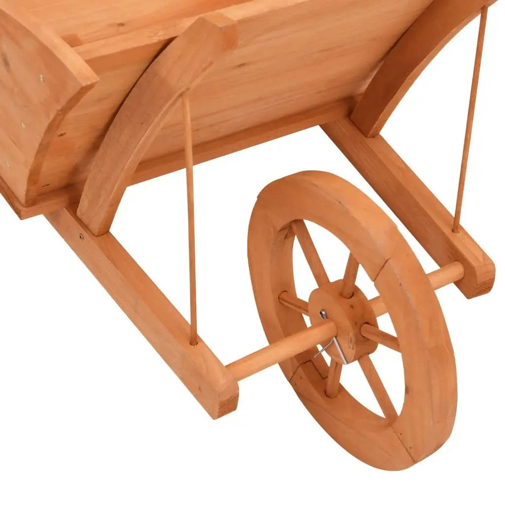 Wooden Wheelbarrow Planter Brown 128 x 45.5 x 43 cm Solid Fir Wood with Wheel Handles and Drainage Holes