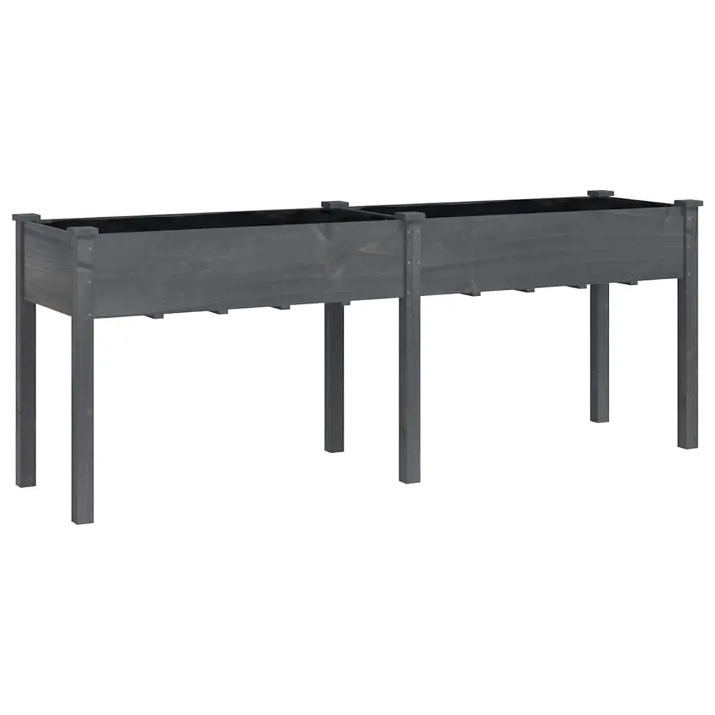 Wooden Planter Box Grey Large Solid Fir Wood with Liner for Garden Balcony Outdoor