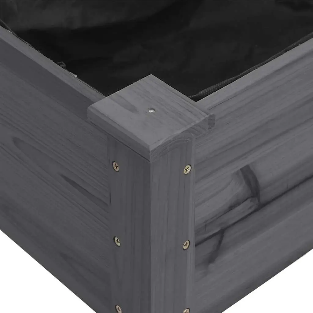 Wooden Planter Box Grey Large Solid Fir Wood with Liner for Garden Balcony Outdoor
