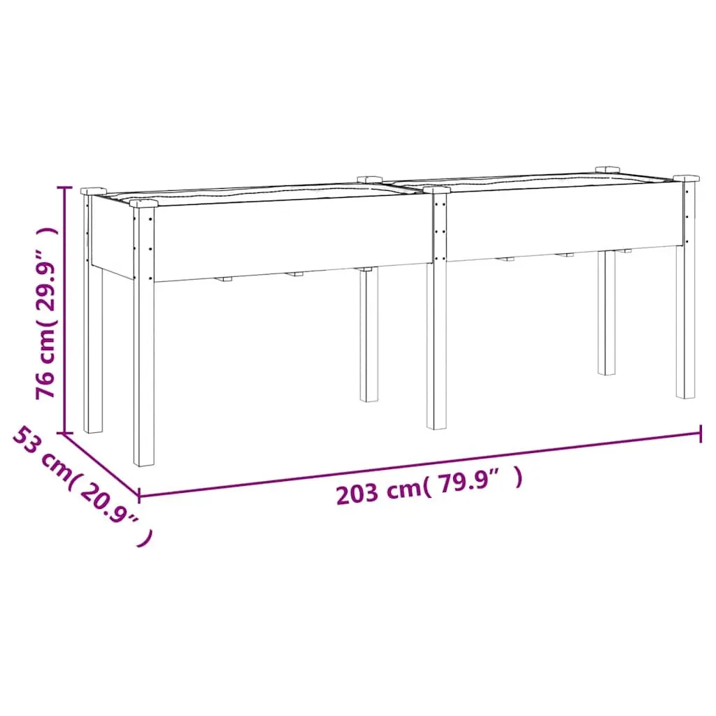 Wooden Planter Box Grey Large Solid Fir Wood with Liner for Garden Balcony Outdoor