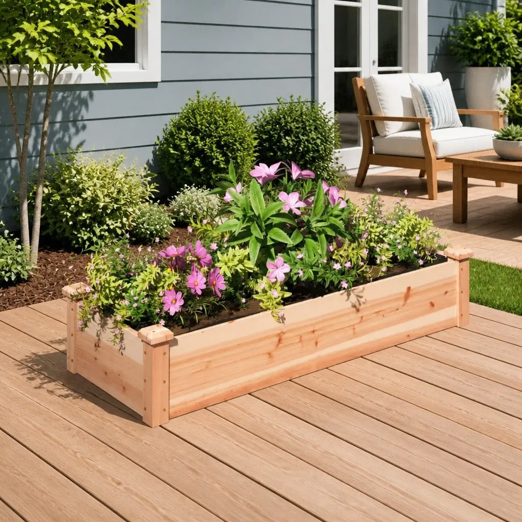 Garden Raised Bed Brown 120x45x25 cm Solid Fir Wood with Liner