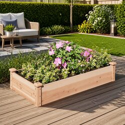 Compact Solid Wood Raised Garden Bed 120x60x25 cm