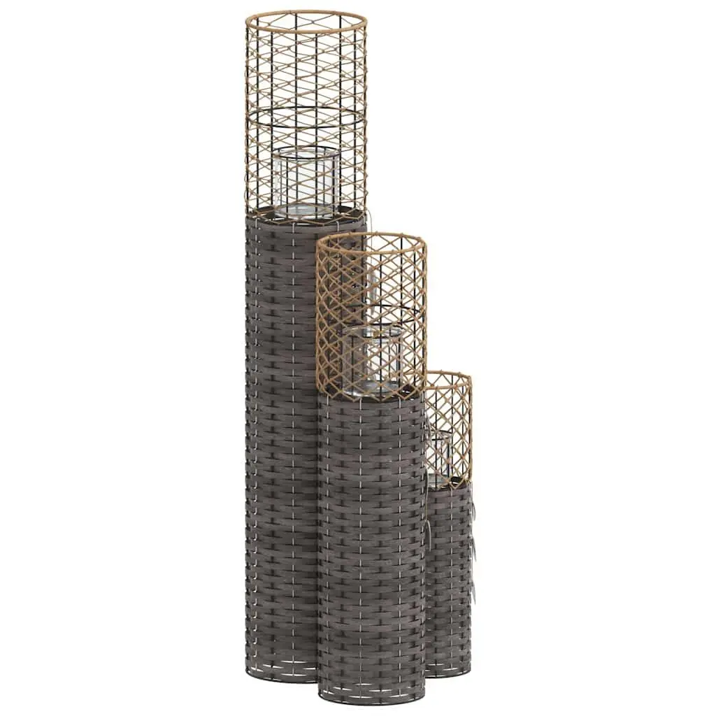 Candle Holders Grey 3 Piece Handcrafted Indoor Outdoor Home Garden Decor