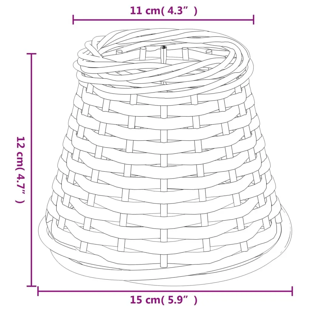 Wicker Lamp Shade Brown 15cm Diameter Handcrafted Natural Lighting Accessory