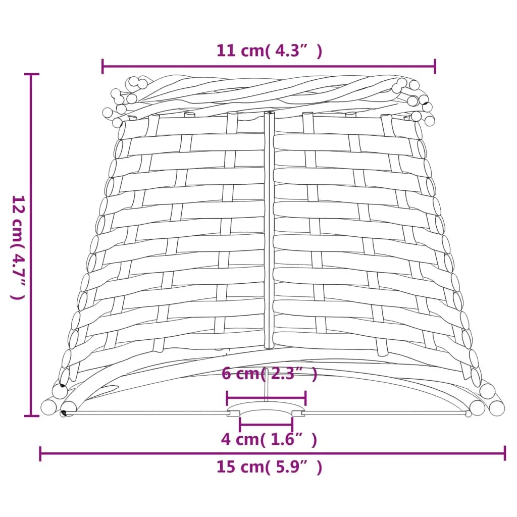 Wicker Lamp Shade Brown 15cm Diameter Handcrafted Natural Lighting Accessory