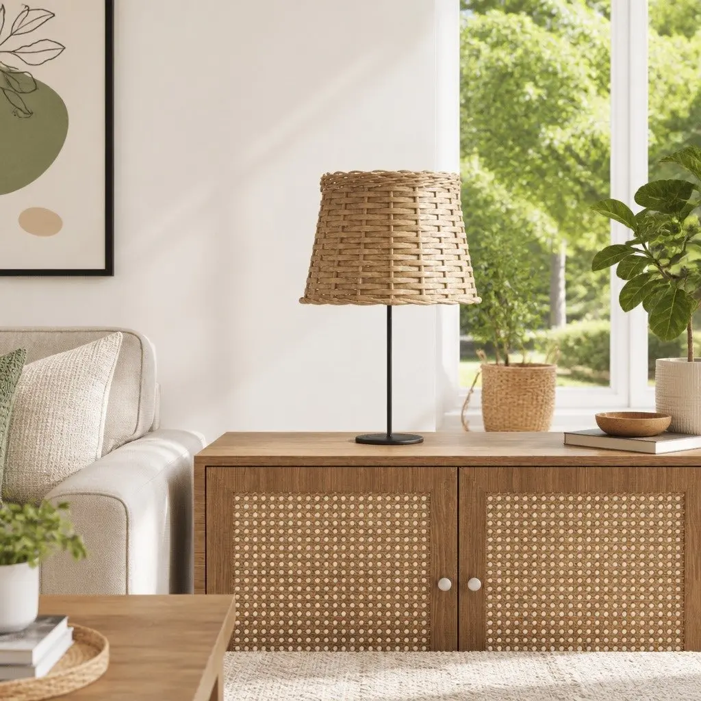 Brown Wicker Lamp Shade for Home Lighting