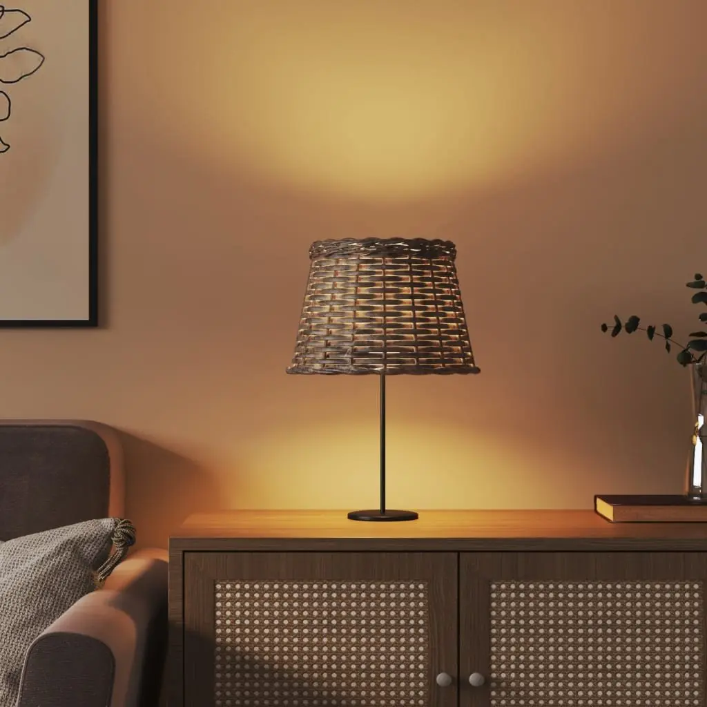 Wicker Lamp Shade Brown Ø25x17cm Handcrafted Natural Style Ceiling Light Table Fixture
