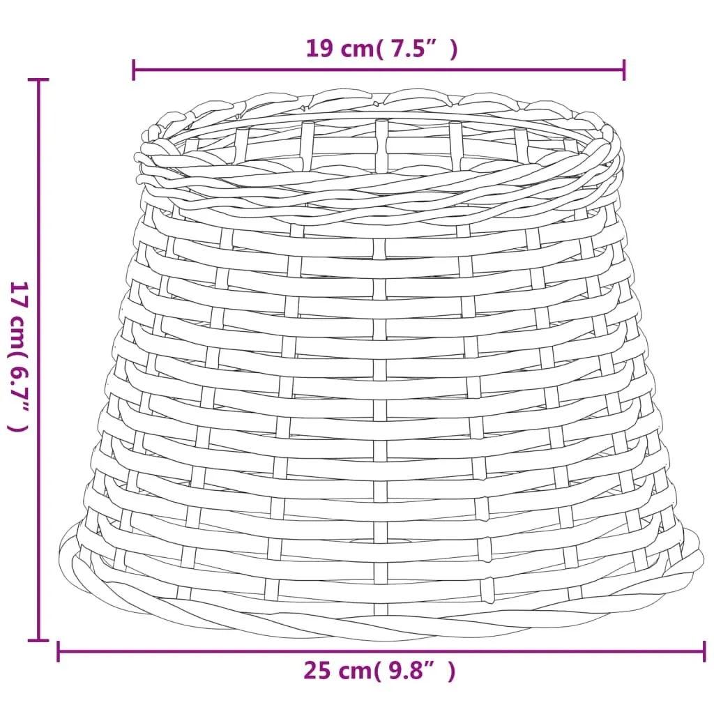 Wicker Lamp Shade Brown Ø25x17cm Handcrafted Natural Style Ceiling Light Table Fixture