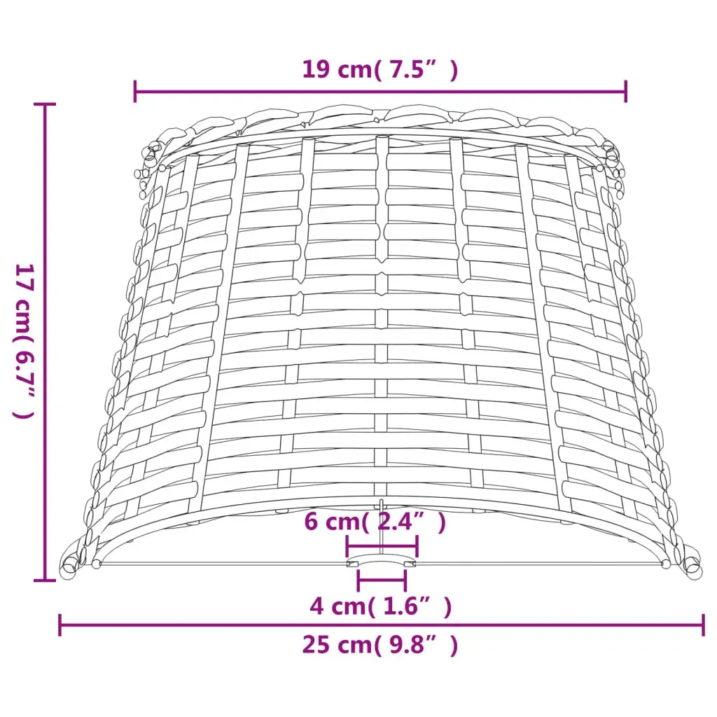 Wicker Lamp Shade Brown Ø25x17cm Handcrafted Natural Style Ceiling Light Table Fixture