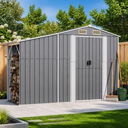 Garden Shed in Grey Metal