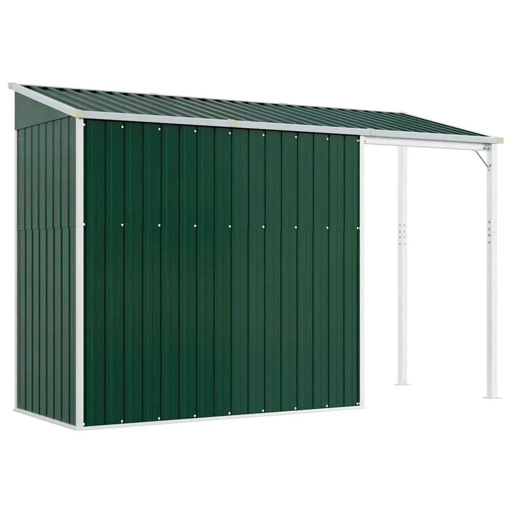 Garden Shed Extended Roof Storage Outdoor Tool House Green Steel 277x107x181cm