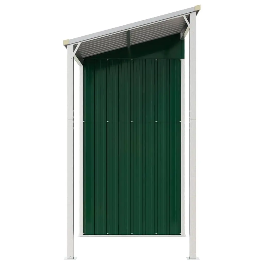Garden Shed Extended Roof Storage Outdoor Tool House Green Steel 277x107x181cm