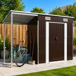 Garden Shed with Extended Roof 277x107x181cm