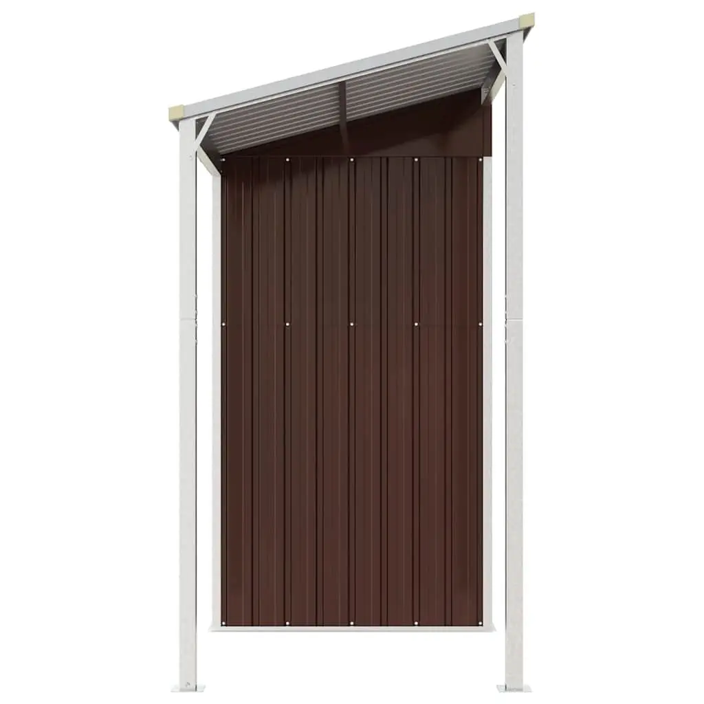 Garden Shed Brown 277x107x181cm Extended Roof Metal Outdoor Storage Tool House
