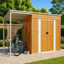 Compact and Durable Garden Shed with Extended Roof