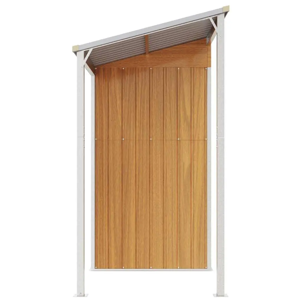 Garden Shed Brown Steel Extended Roof Durable Outdoor Storage Tool House
