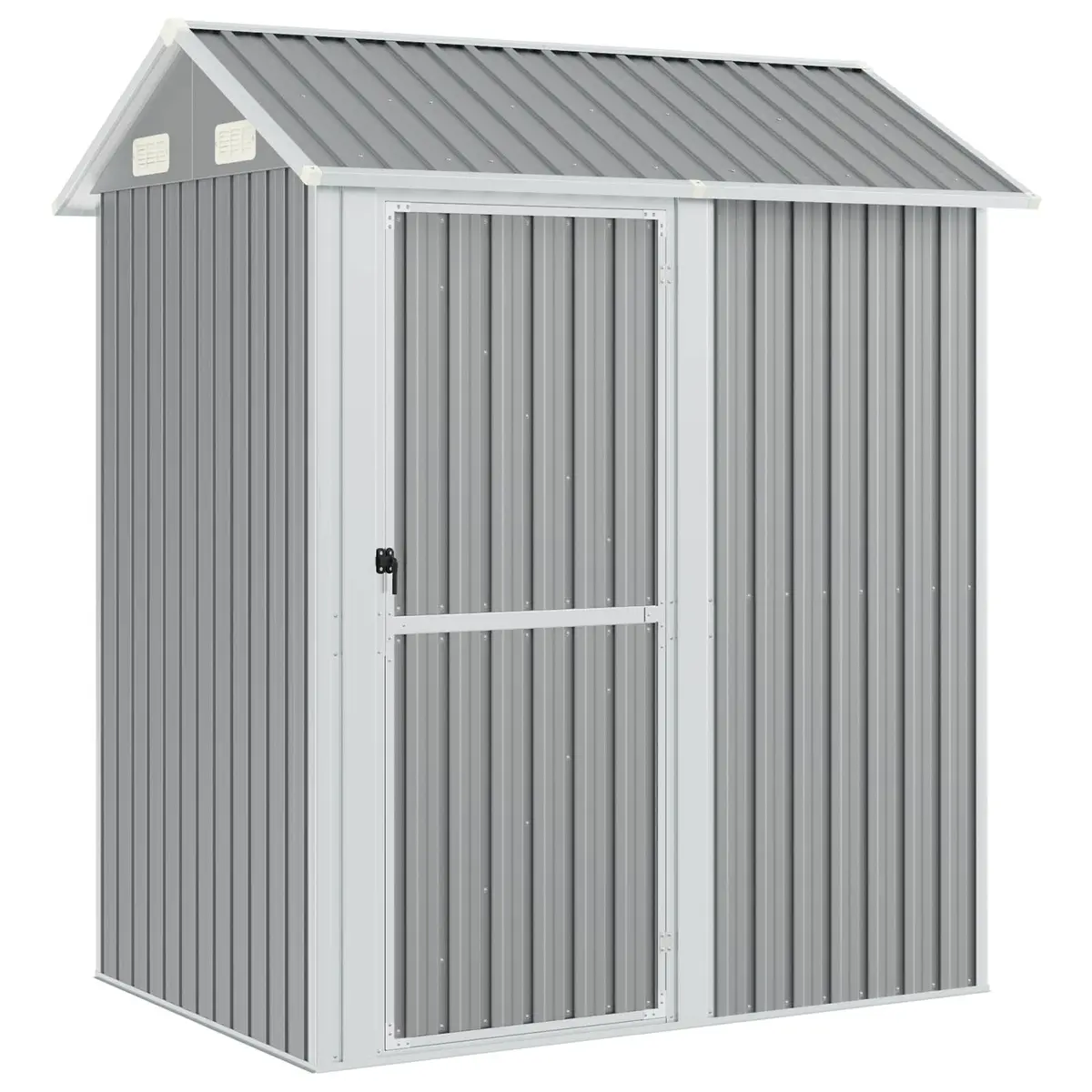 Garden Shed Grey 192x152.5x237cm Galvanised Steel Outdoor Storage Tool House