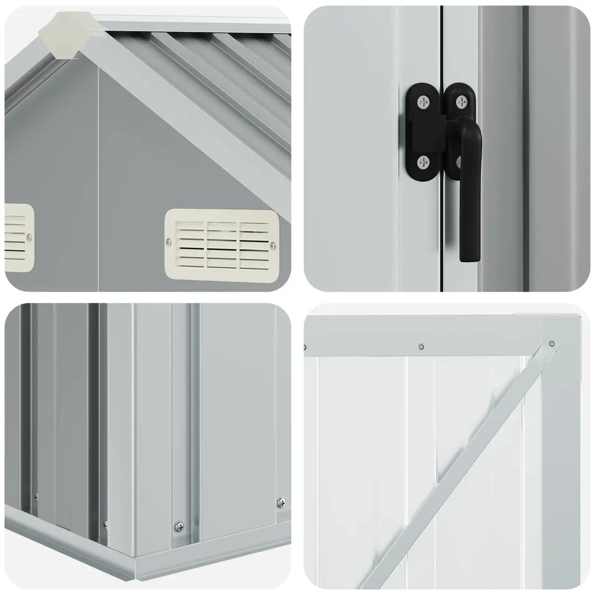 Garden Shed Grey 192x152.5x237cm Galvanised Steel Outdoor Storage Tool House