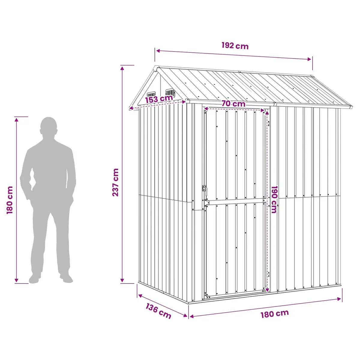 Garden Shed Anthracite 192x152.5x237 cm Galvanised Steel Outdoor Storage Tool