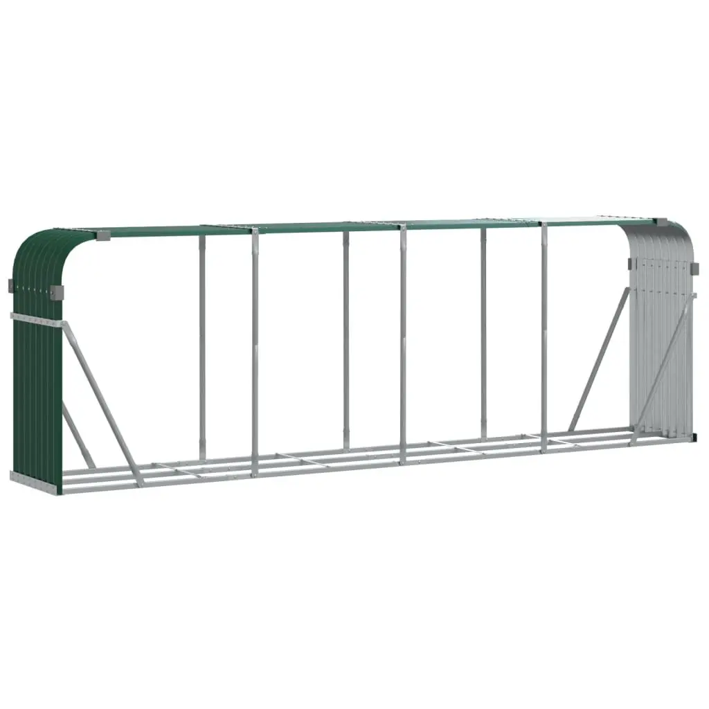 Log Holder Firewood Rack Storage Galvanised Steel Green Outdoor Indoor Fireplace