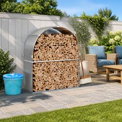 Log Holder Rack Firewood Storage Outdoor Wood Log Store Galvanised Steel
