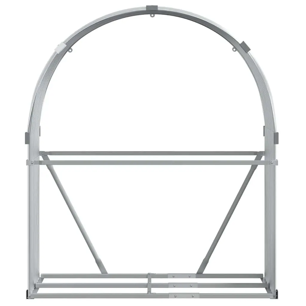 Log Holder Rack Grey Galvanised Steel Outdoor Firewood Storage 120 x 45 x 140 cm