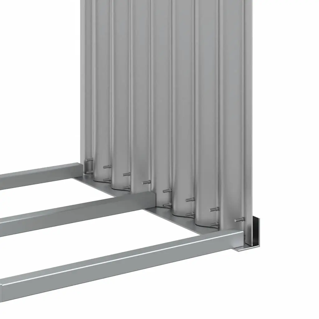 Log Holder Rack Grey Galvanised Steel Outdoor Firewood Storage 120 x 45 x 140 cm
