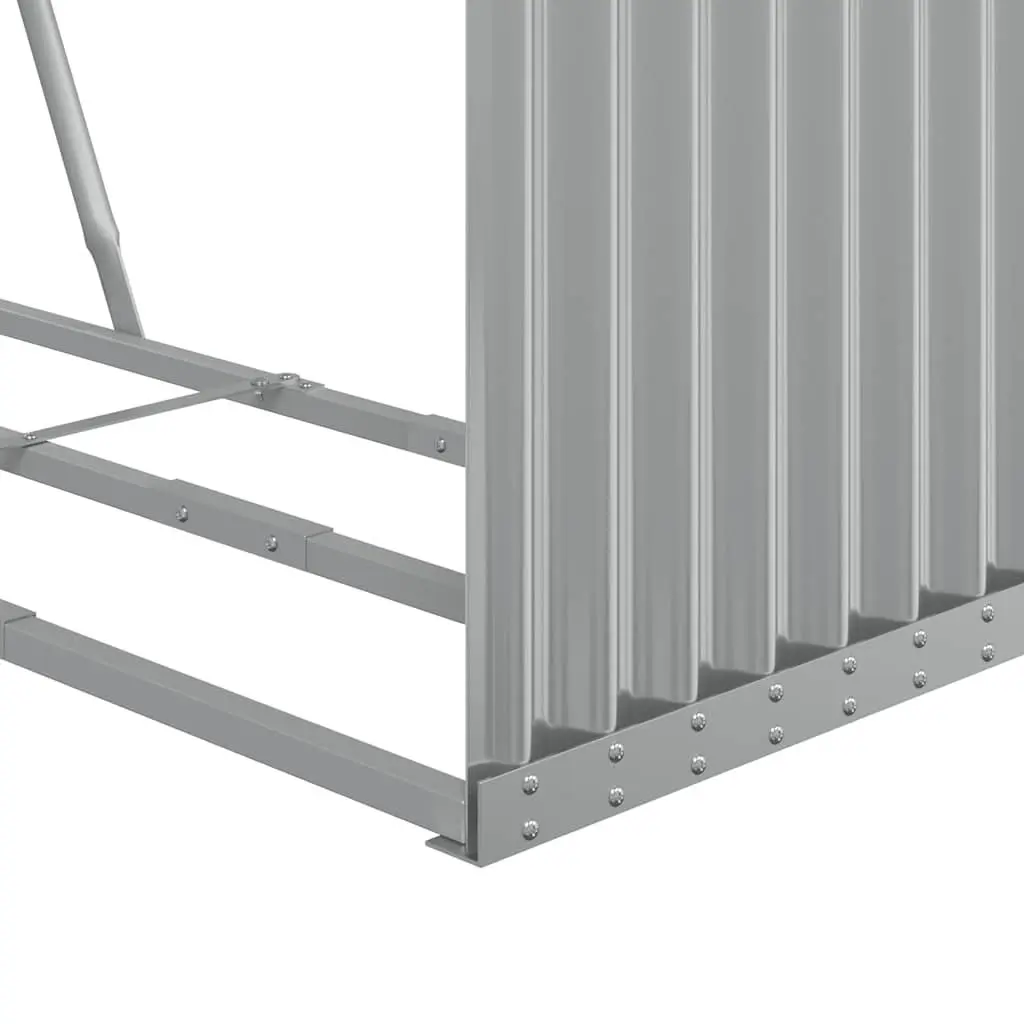 Log Holder Rack Grey Galvanised Steel Outdoor Firewood Storage 120 x 45 x 140 cm