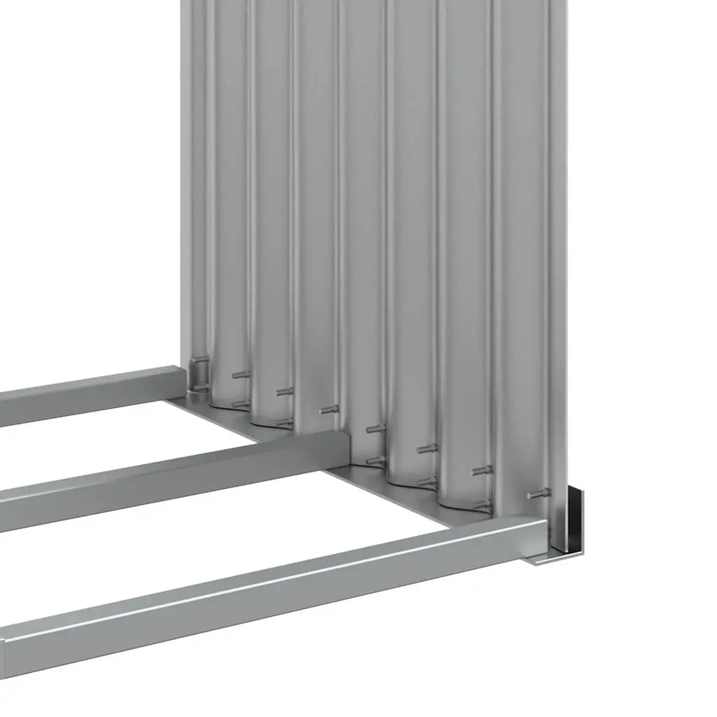 Log Holder Grey 120x45x210cm Heavy-Duty Steel Outdoor Firewood Rack