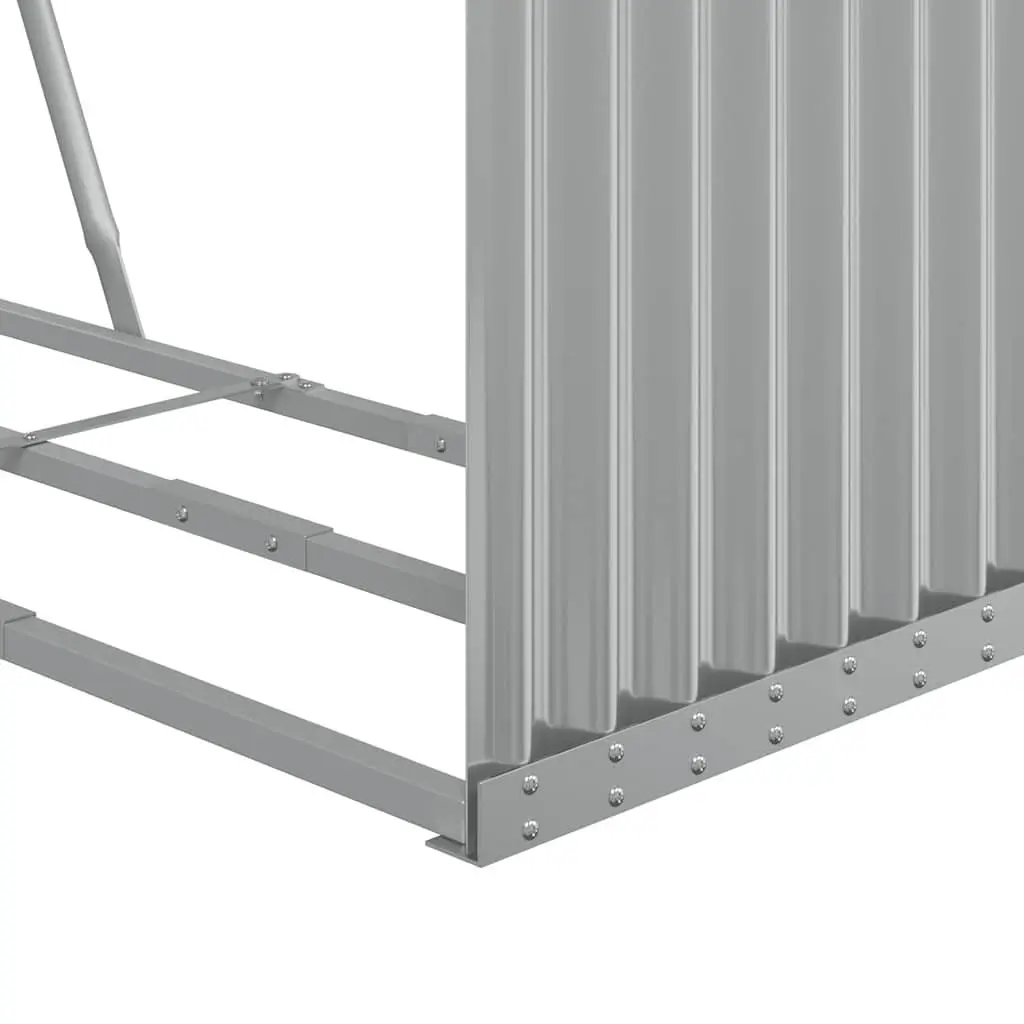 Log Holder Grey 120x45x210cm Heavy-Duty Steel Outdoor Firewood Rack
