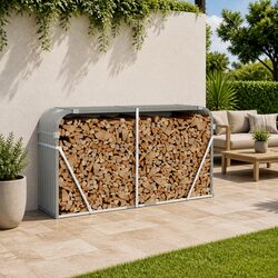 Log Holder Firewood Rack Storage Steel Grey Heavy Duty Outdoor Indoor Fireplace