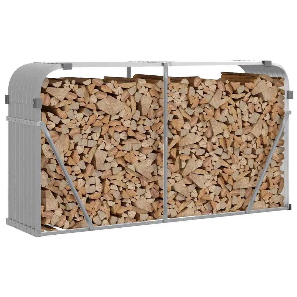 Log Holder Rack Grey 180x45x100 cm Galvanised Steel Outdoor Firewood Storage