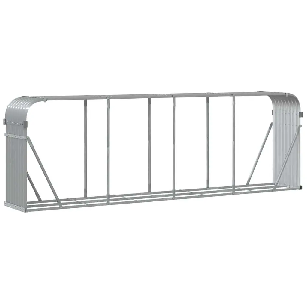 Log Holder Rack Light Grey 300x45x100cm Galvanised Steel Firewood Storage Stand