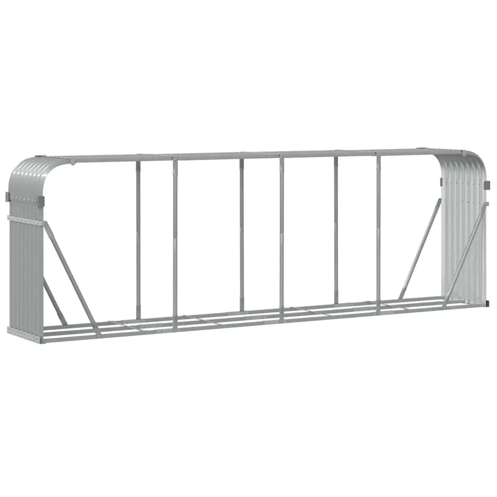 Log Holder Rack Light Grey 300x45x100cm Galvanised Steel Firewood Storage Stand