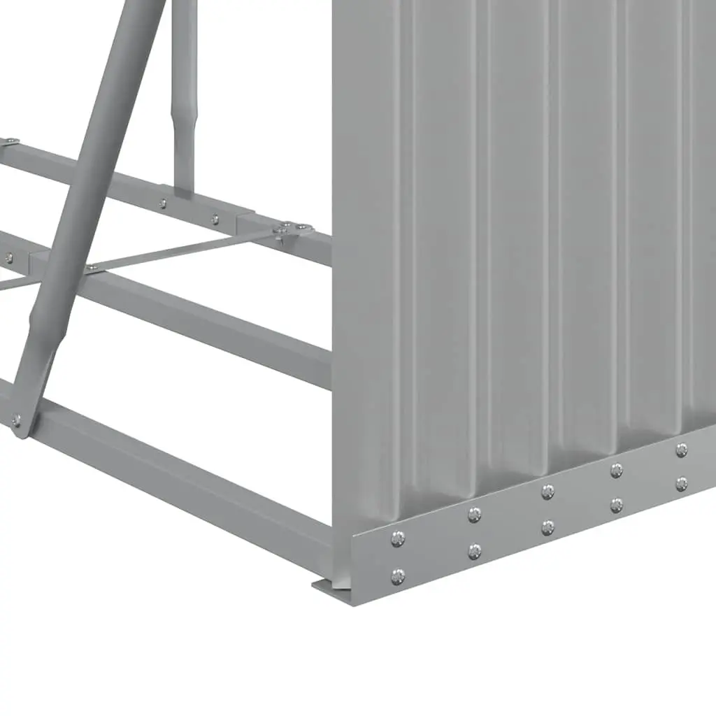 Log Holder Rack Light Grey 300x45x100cm Galvanised Steel Firewood Storage Stand